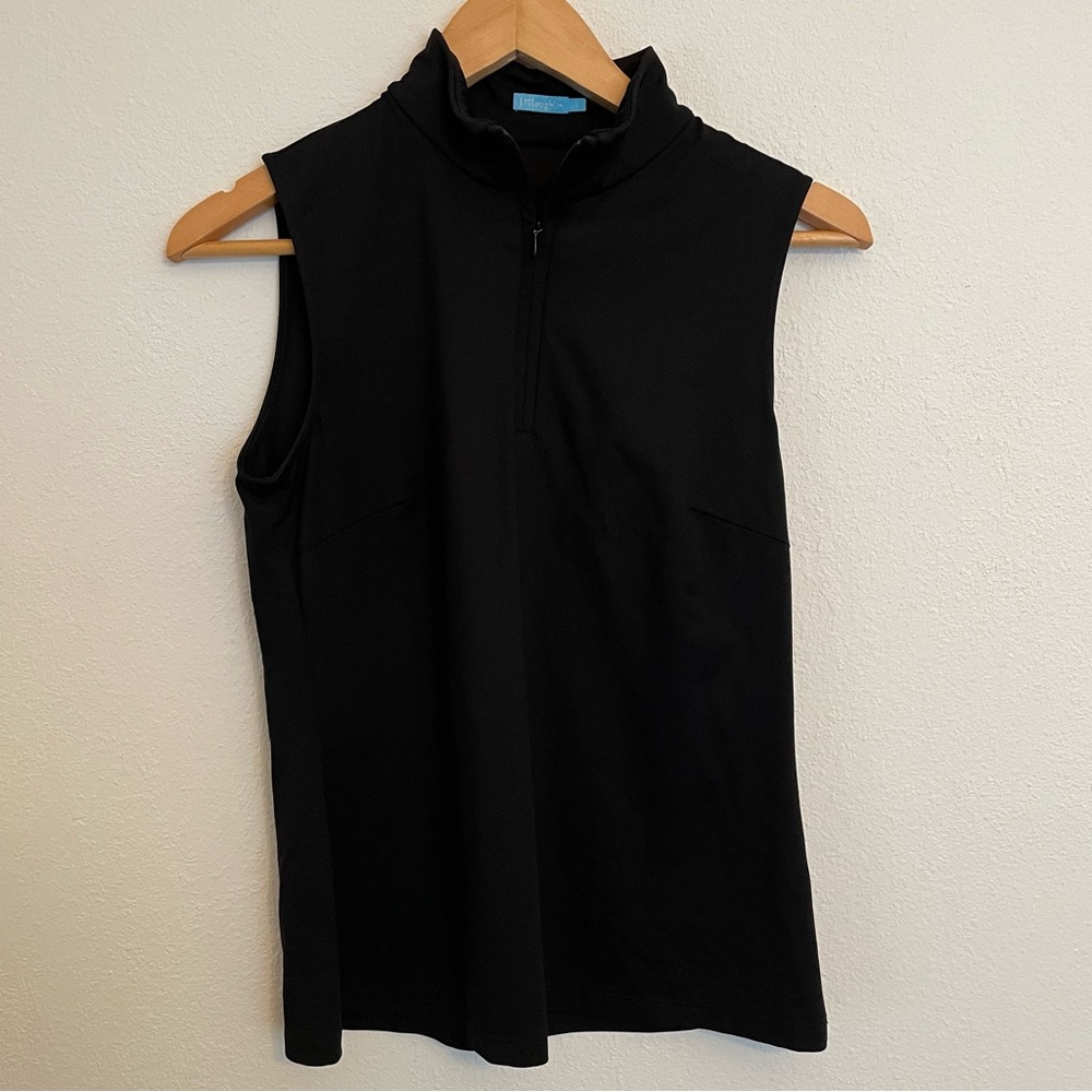 J Mclaughlin Women’s Black Sleeveless Bedford Top Size Small 1/4 Zip Active